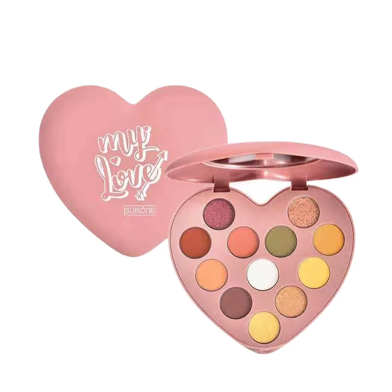 

Love eyeshadow palette 12-color matte waterproof long-lasting three-dimensional student style unique eyeshadow palette packaging