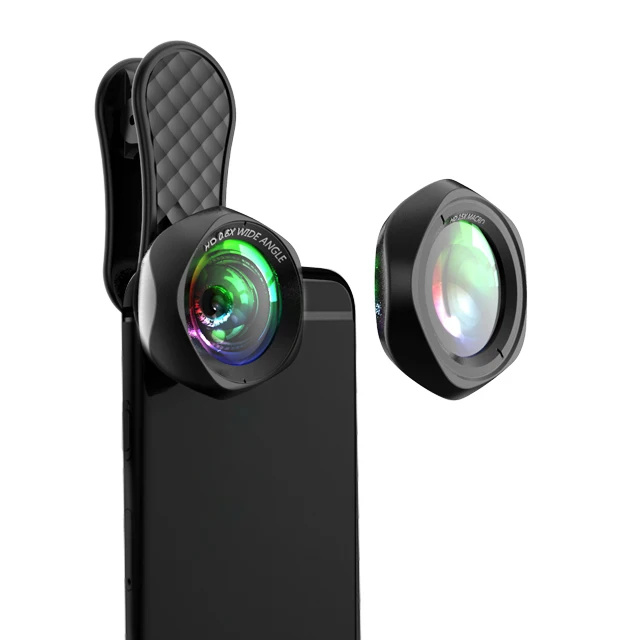 

External 0.6x Wide Angle Petal HD Camera 2 in 1 Mobile Phone Lens with Universal Clip, Rose glod/black/red