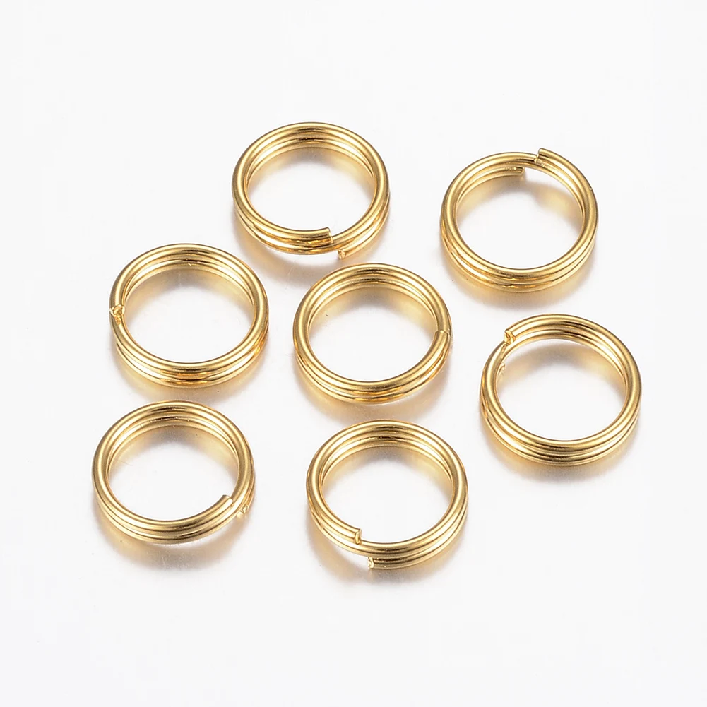 

Pandahall 8mm 304 Stainless Steel Golden Split Key Ring, Golden color