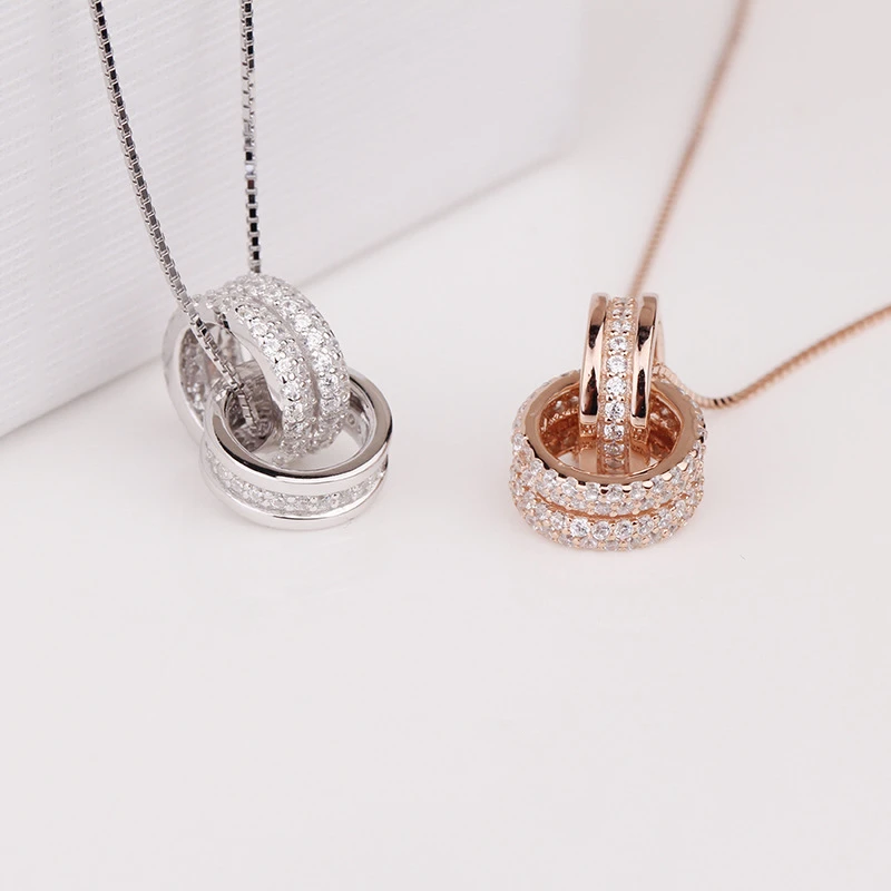 

14K Gold Plated Iced Out Pendant Zircon Diamond Necklace Jewelry ChainsMen's Women's 925 Sliver Choker, Gold/silver/rose/ gold