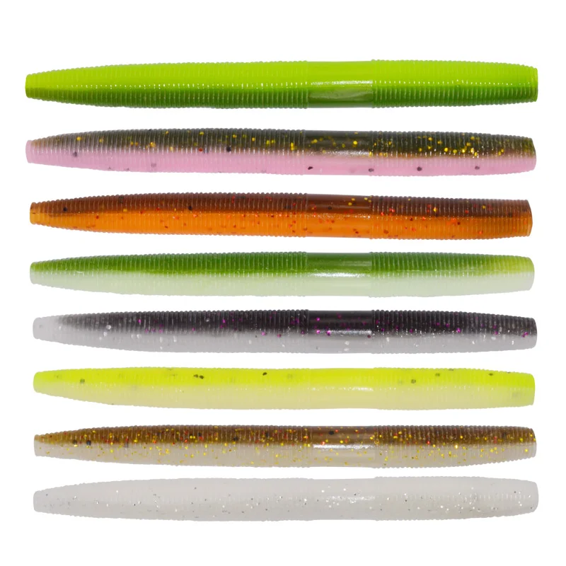 

Fishing Lure Stick Senko Worm 10cm 6.5g 8pcs Bass Soft Silicon Worm Lures Baits Artificial Earthworm Wracky Rig, 8 colors