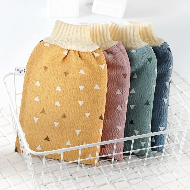 

2022 Eco-friendly Natural Solid color triangle Viscose scrub towel bath gloves wash mitt for body shower