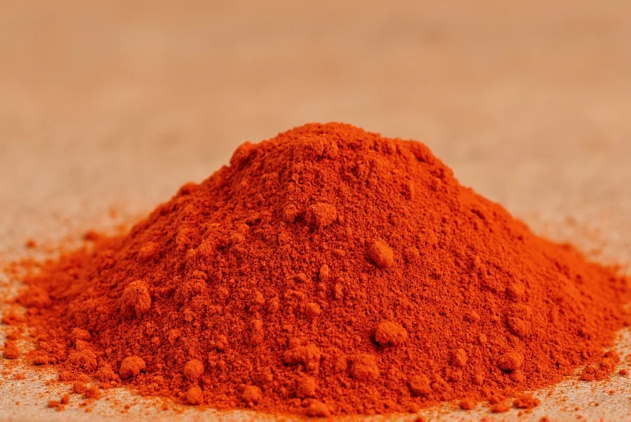 Various paprika varieties in glass jars with labels showing sweet, smoked, and hot types next to cooking ingredients