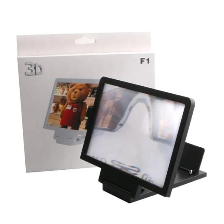 

3D Mobile Phone Screen Magnifier HD Video Amplifier Screen Display Amplifier Cell Phones Magnifier Smartphone Bracket Holder, Black, white