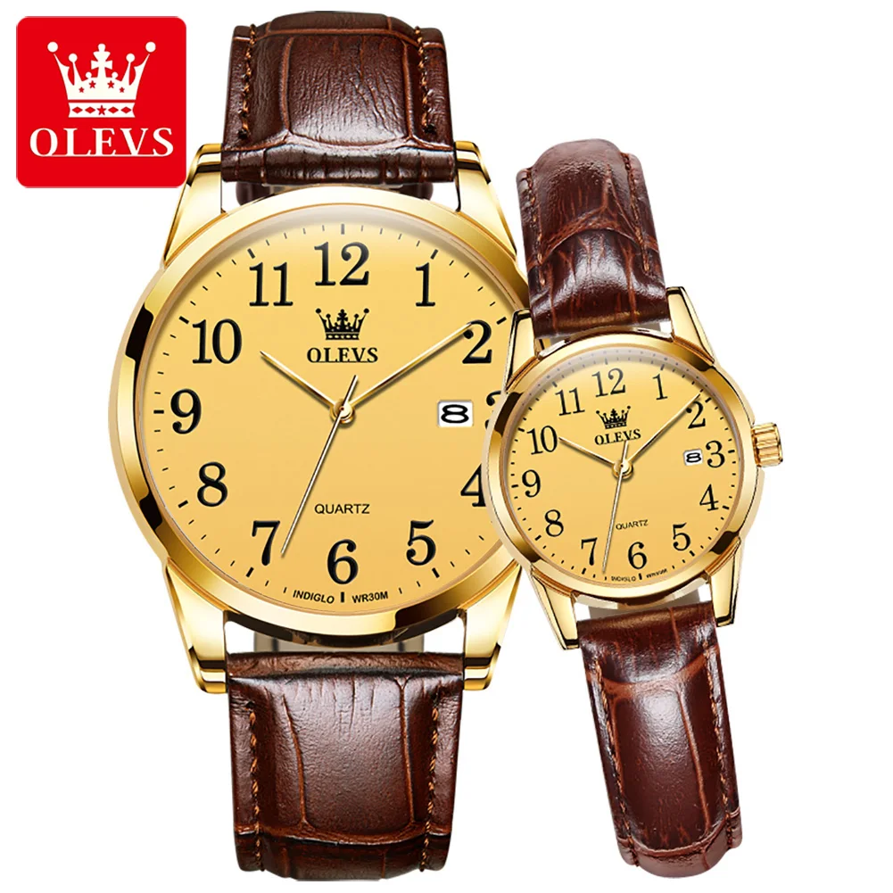 

OLEVS 5566 Couple Wrist Watch Fashion Casual Quartz Watch For Men and Women Low MOQ Low Prices Alloy Case Christmas Gift Clock, 4 colors to choice