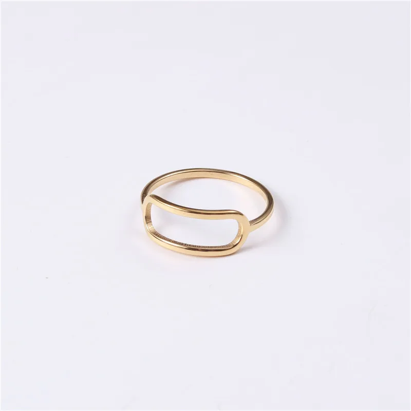 

High End 18K Plain Gold Smiling Face Line Rings Stainless Steel Trendy Simple Gold Plated Jewelry