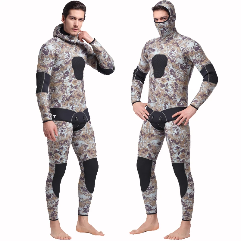 

Sbart Mens 5mm Diving Suit 2pcs Sets Long John Wet Suit Full Body Camouflage Neoprene Diving Spearfishing Wetsuit, Picture shows or accept customize color