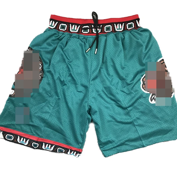 

Factory direct sales High Quality mens just shorts retro embroidery basketball shorts wear Grizzlie pocket shorts green, As shown