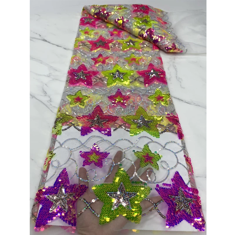 

Handmade sequins beaded lace hot sale sequins french tulle lace fabric colorful tulle sequins lace, Can be customized