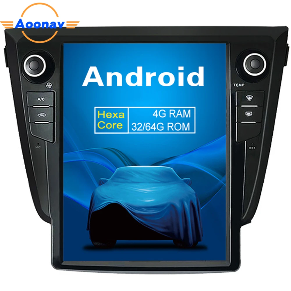 

AOONAV car radio DVD player vertical screen for Nissan X-Trail 2014+/Qashqai car GPS navigation 12.1 inch PX6 multimedia player, Black