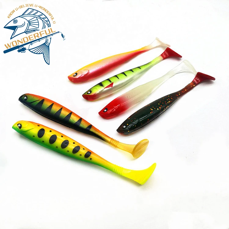 

Factory Price Wholesale 13cm / 10g Rainbow Fish Lua Bait T-tail Soft Fish Fishing Soft Plastic Lure