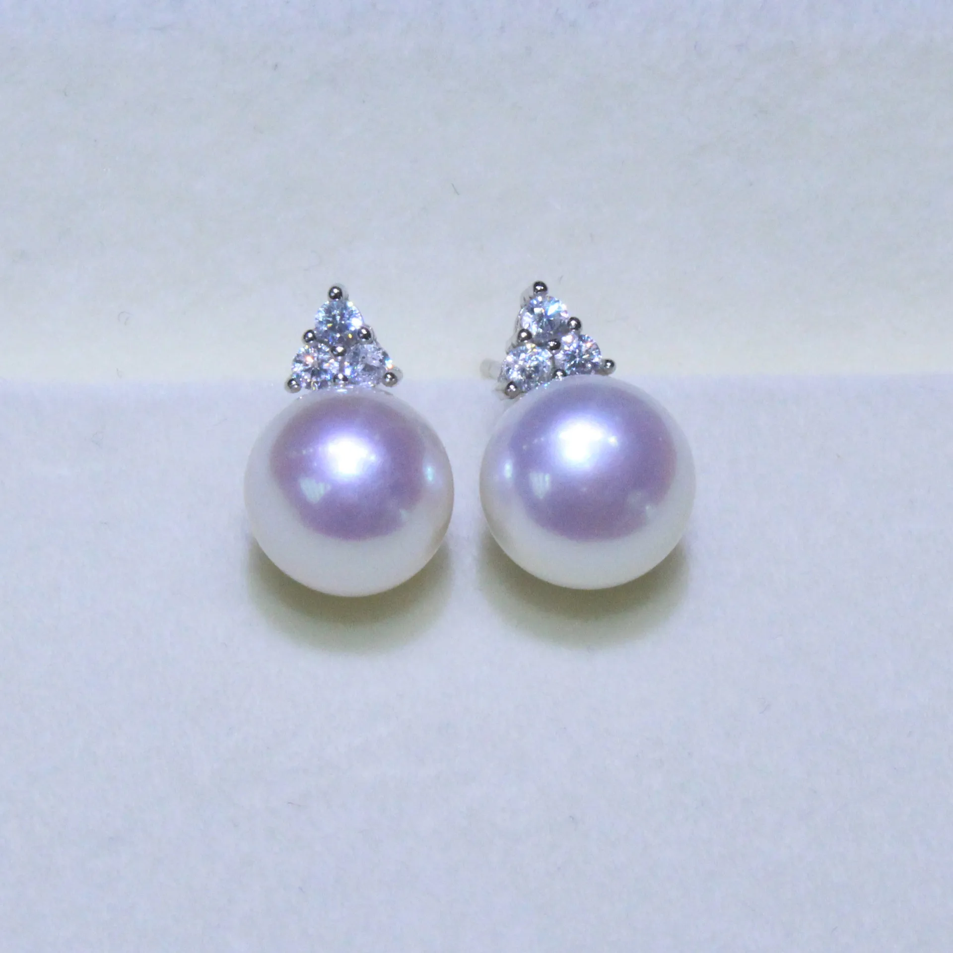 

Certified Natural Freshwater Pearl Ear Studs White Pink Glossy 5A Grade Strong Light Flawless Pearl Earrings S925 Silver