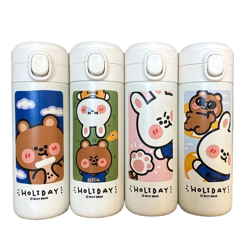 

Mikenda Cute UV printing stainless steel thermos cup portable bottle with Bounce cover, Mix