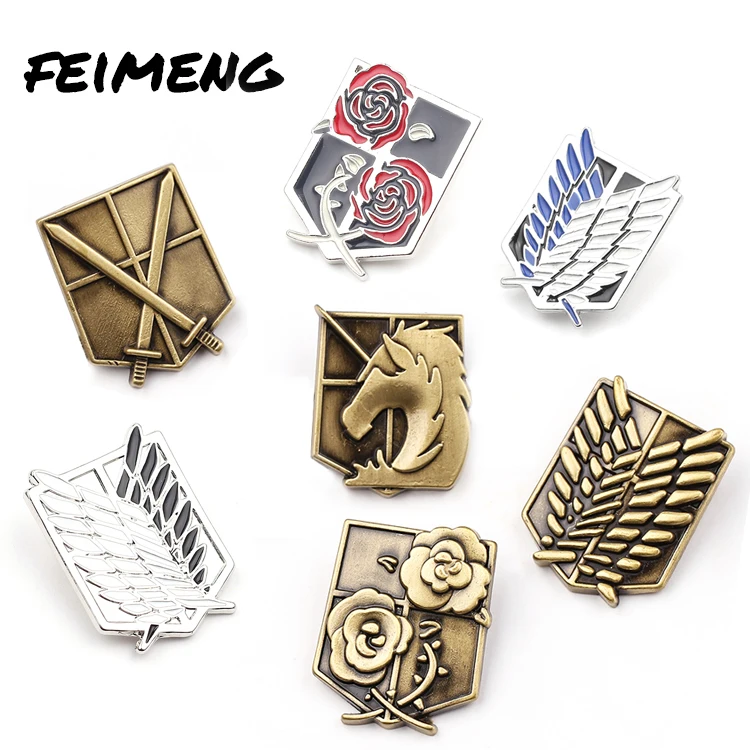 

Anime Around The Attack on Titan Legion Logo Brooch Jewelry Metal Clothing Accessories Unisex Anime Brooch, As picture