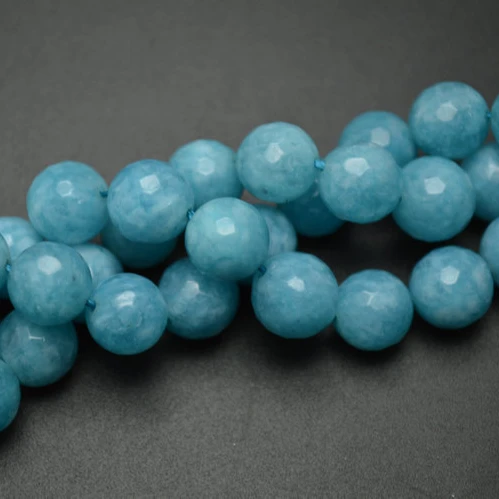 

Faceted Blue Quartz Stone Round Loose Beads fit Necklace Bracelet making