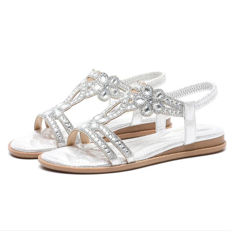 

Women's shoes hollow flat rhinestone sandals bohemian comfortable summer