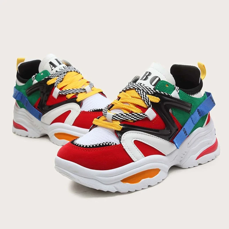 

X55 Classic Color Matching Round Toe Platform Casual Shoes Women Sneakers Online, As picture or custom