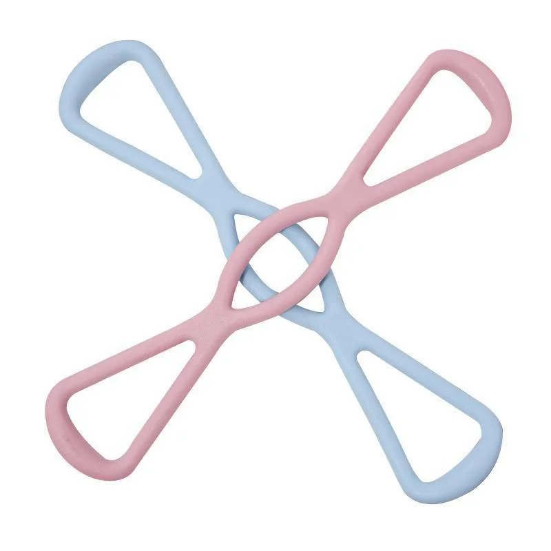 

Wholesale New Best Quality 8 Word Shape Yoga Fitness Resistance Band For Chest Expander Tension Stretch Training Elastic Band, Light blue+pink