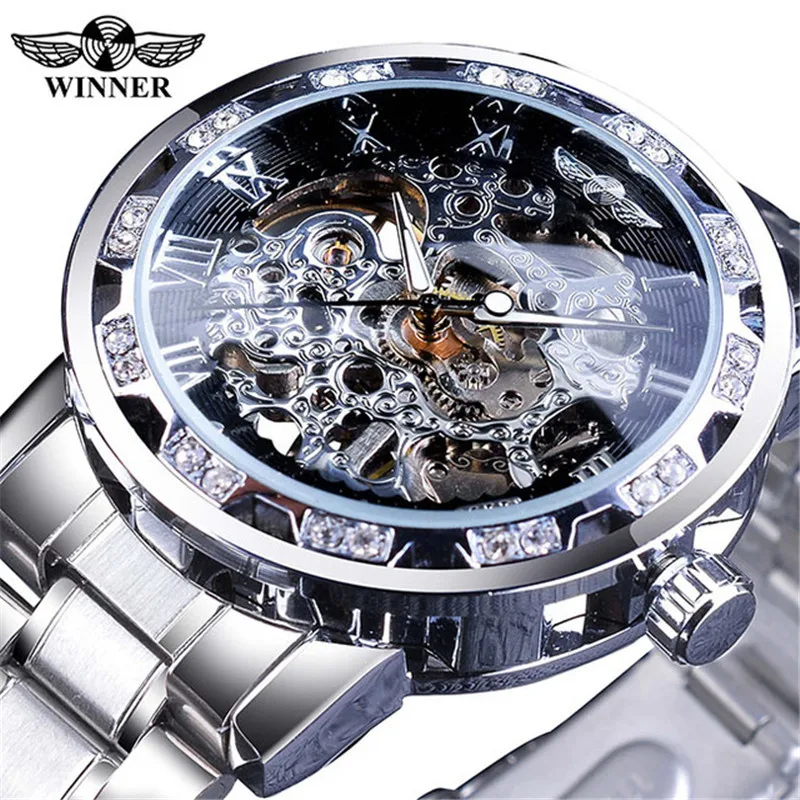 

Winner Watch New High Quality Winner Gold Skeleton Men Hand-wind Mechanical Stainless Steel Brand Wristwatches Relogio Masculino
