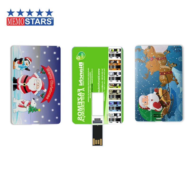 

New arrival Christmas promotion gift business card USB flash drive/USB2.0 USB3.0 credit card Pen Drive, White with full color imprint