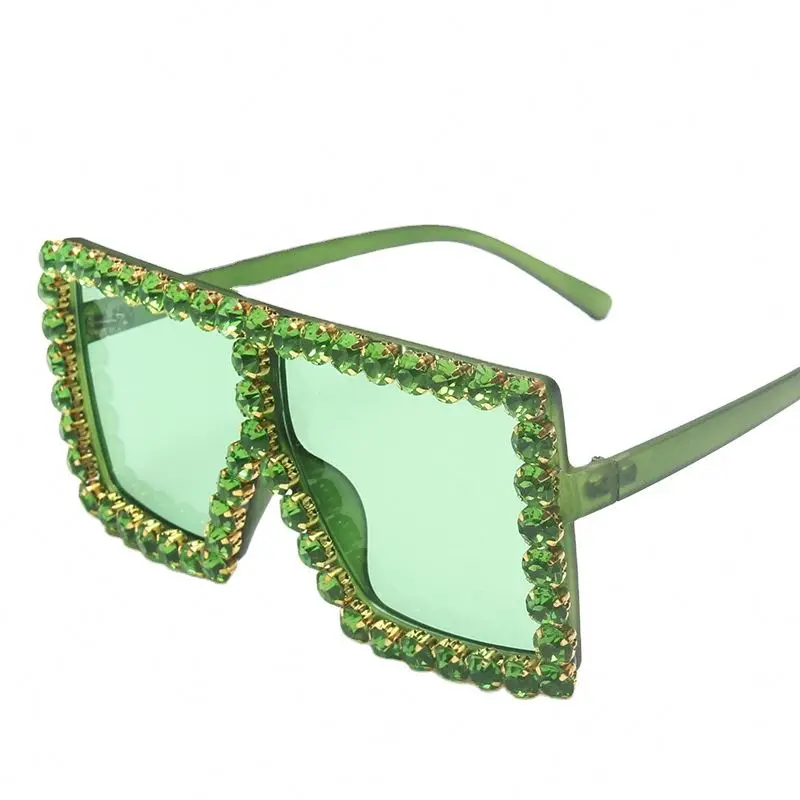 

Outdoor Shiny Girls Sunglasses with Diamond Multiple Colors Wholesale Large Framed Sunglasses rectangle sunglasses vintage