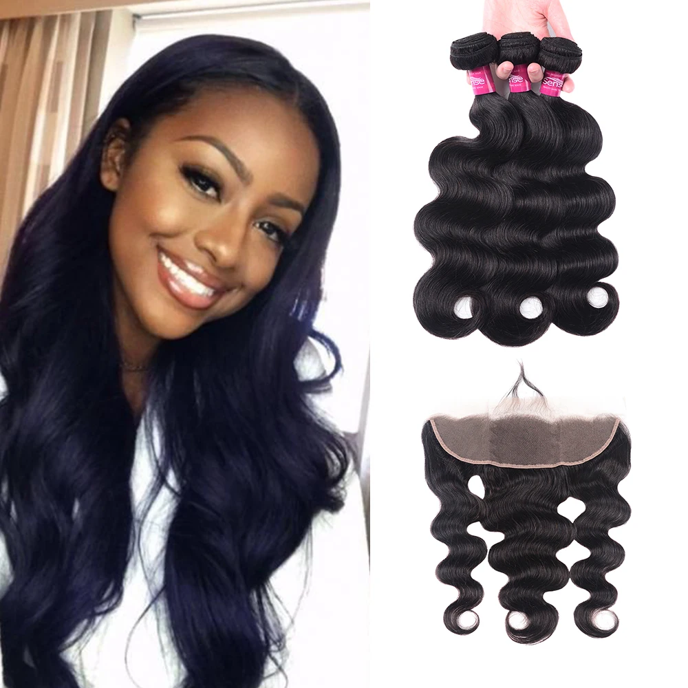 

10A Brazilian Virgin Hair Body Wave 3 Bundles with Closure, 100% Unprocessed Virgin Human Hair Bundles