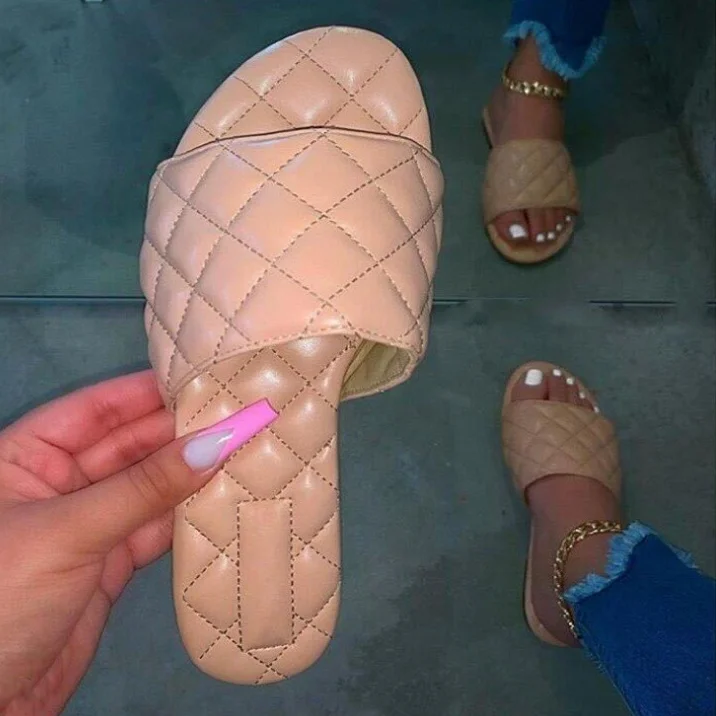 

Woman Sandals Shoes Flat Summer Sandals Women Leather Slides Round Toe Slippers Sexy Ladies Shoes Party Sandals, White/black