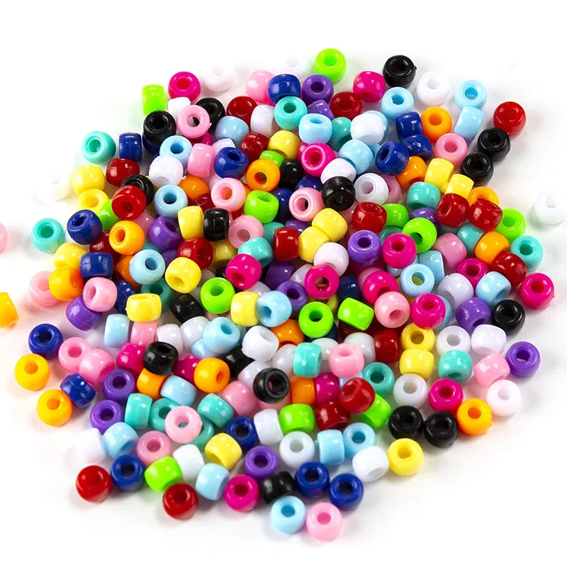 

Pony Beads Acrylic Big Large Hole Beads Multi Color Opaque Plastic Wholesale 6*9MM 2060pcs/bag DIY Jewelry Making Beads Set /, Mixed color