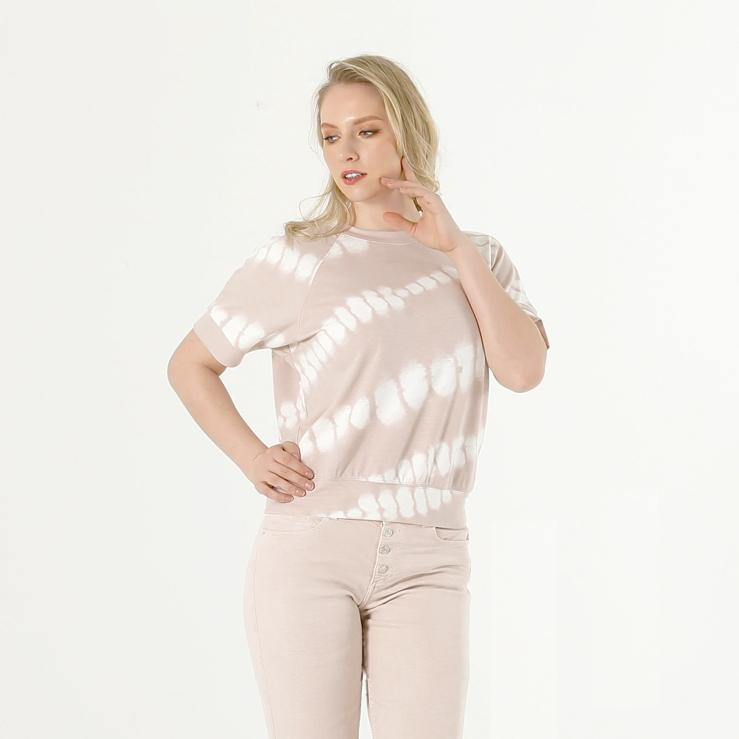 

Summer Women Short Sleeve O Neck Print Machine Polyester Ladies Custom Tops T Shirts with Print