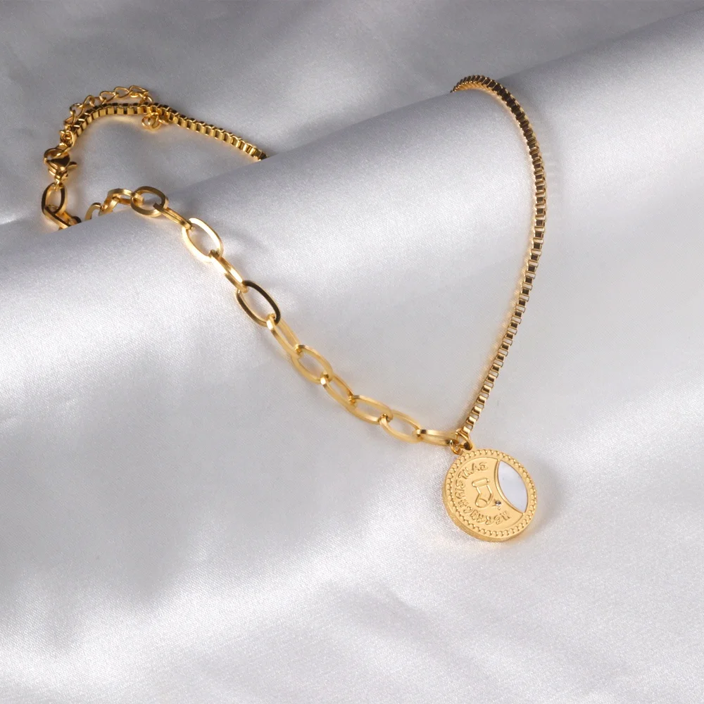 

Turkish Jewelry Stainless Steel Christmas Gift Female Natural Shell Necklace, Gold/silver avaliable