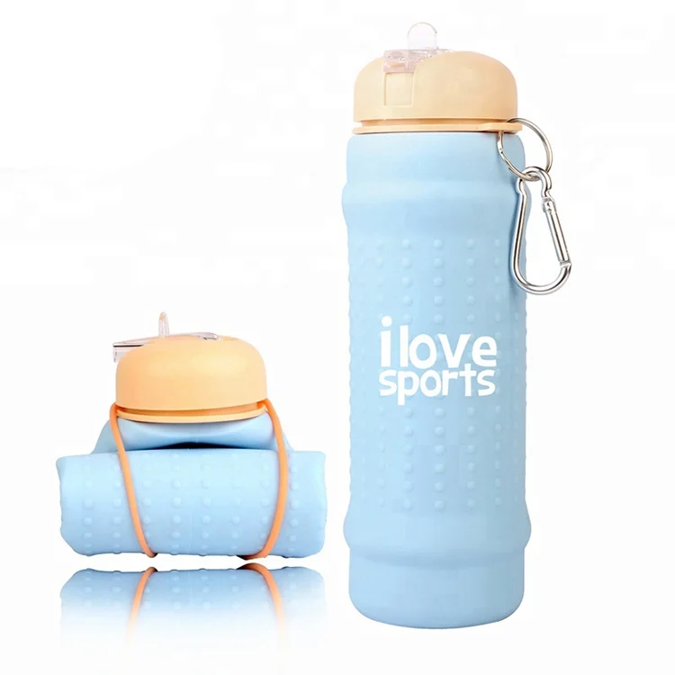 

Free Samples LFGB Approved Silicone Foldable Big Size Sport Travel Drink Water Bottle, Any pantone color is accepted