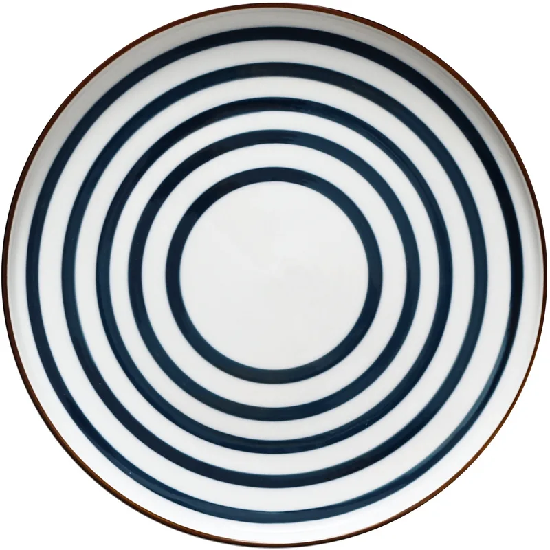 

Japanese Style Hand Drawn Ceramic Steak Western Chinese Plate Restaurant Tableware 8-Inch Disc Household Cutlery Plate