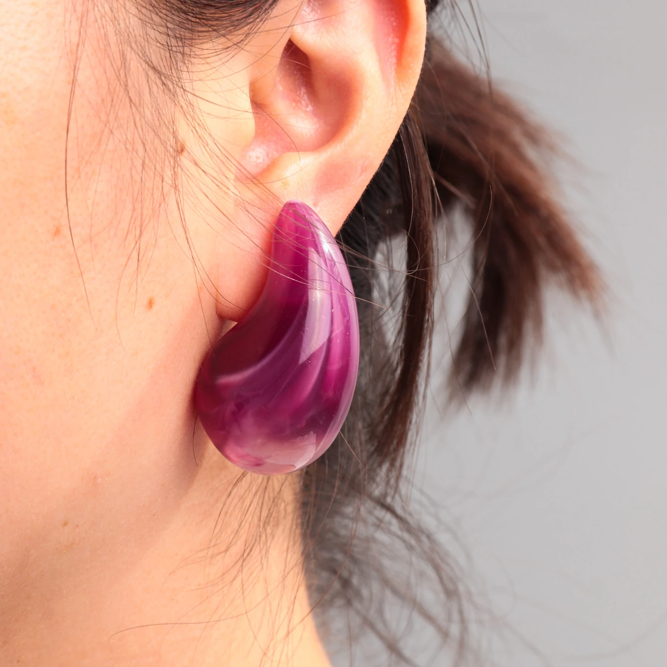 Wholesale Fine Bohemian Earrings Colorful Resin Marble Emerald Metal Exaggerated Large Drop Fashion Stud Earrings Jewelry Women