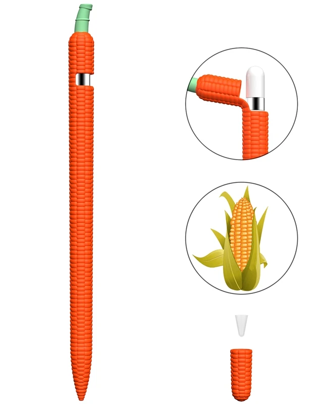 

Hot Sale Compatible 1St Generation Silicone Case Apple Pen Sleeve Holder Grip And Nib Cover Accessories Kit For I Pad Pencil, Orange