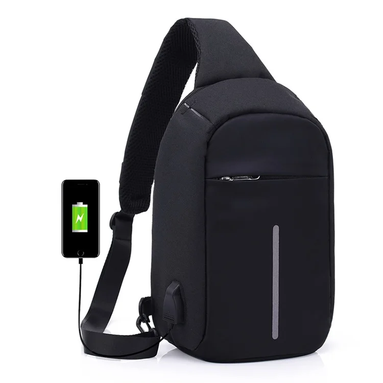 

Amazon Hot Selling Product China Supplier Men's Chest bag Anti-theft Waterproof Invisible Zipper USB Charging Shoulder Chest Bag, 3 colors