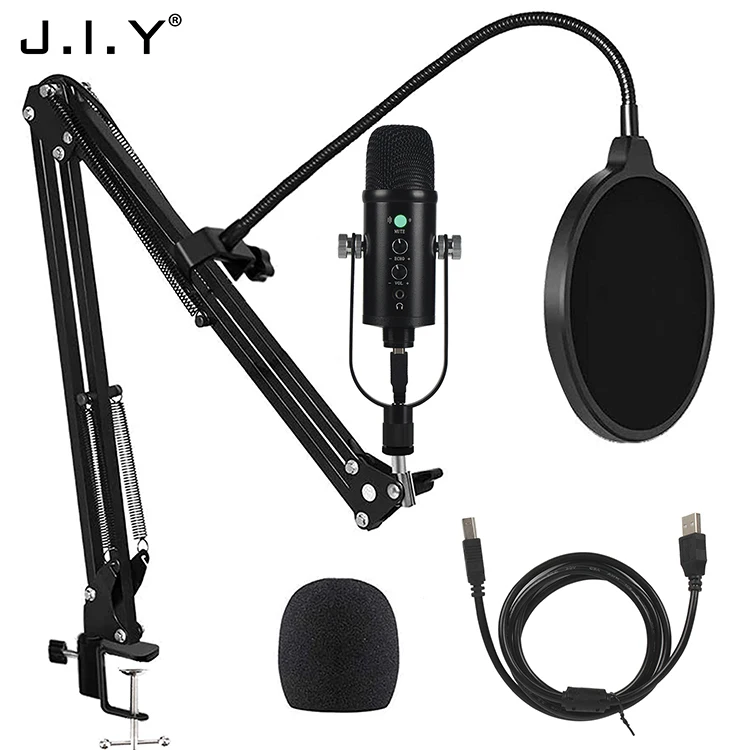 

BM-86 USB Condenser Microphone Kit With Metal Stand Studio Recording Live mike Karaoke Microphone for PC Computer iPhone Android, Black