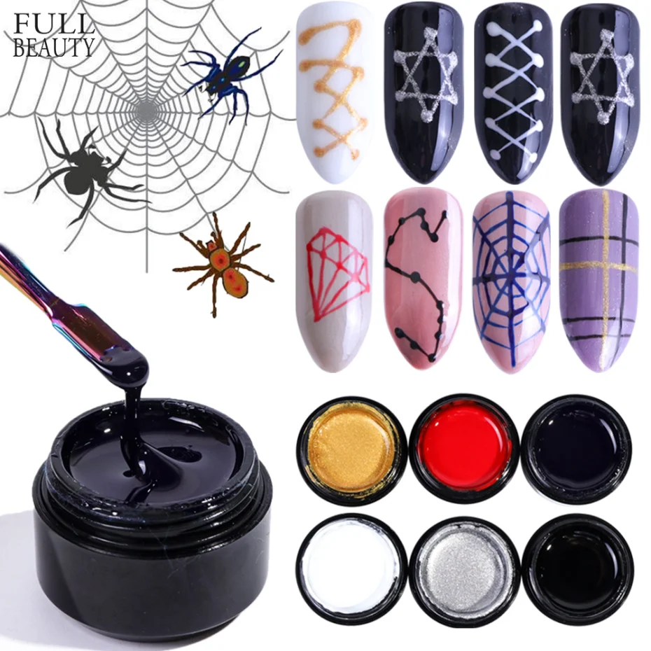 

5ml Elastic Drawing Painting Gel Polish Varnish Lacquer Design Manicure Soak Off UV LED Spider Gel for Nail, 6 colors optional