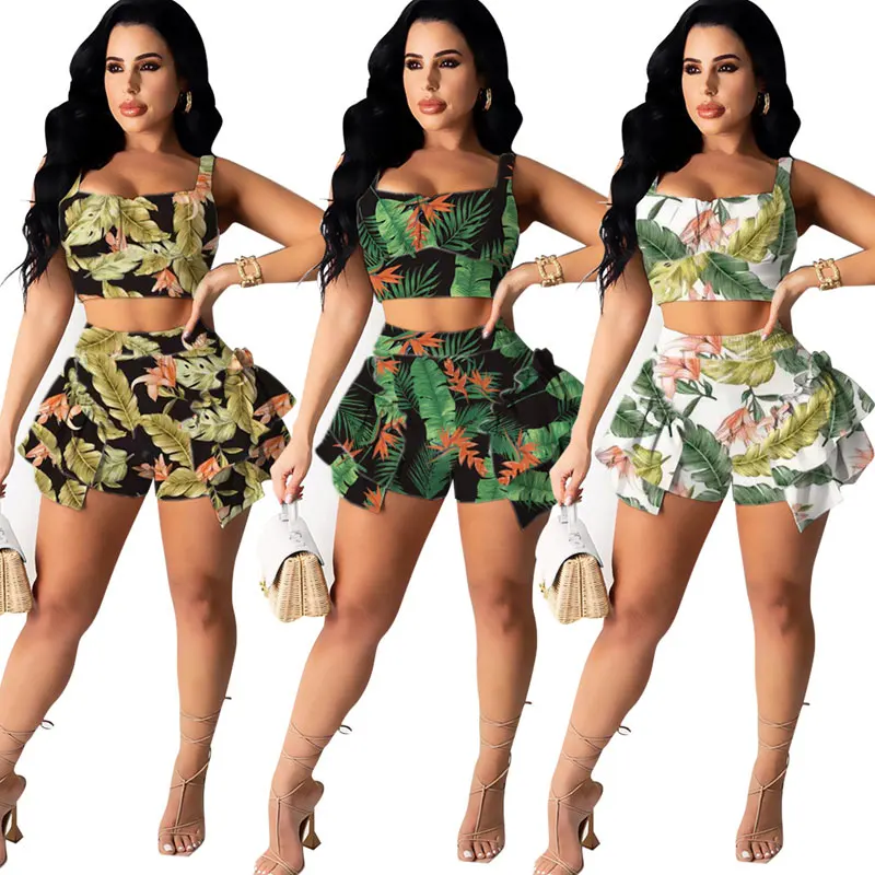 

FS4091A 2021 new trend beachwear women shorts two piece set