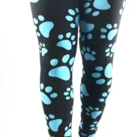 

Blue Color Dog Paw Prints 92/8 Polyester Spandex Super Stretch High Quality Double Brushed Leggings for Women