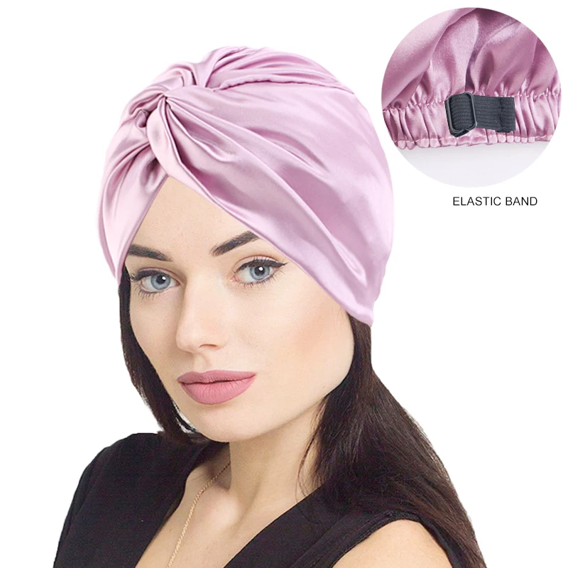 

GTOP Wholesale Custom Hair Accessories Adjustable Soft Stretchy Turban Twist Headwrap Solid Color Silky Satin Turbans For Women