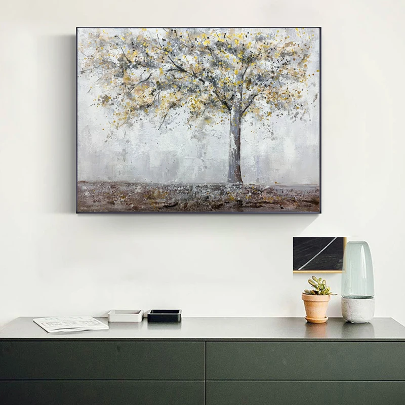 Modern Handpainted Landscape Oil Painting on Canvas for Living Room Wall Art Customizable Size & Frame Included
