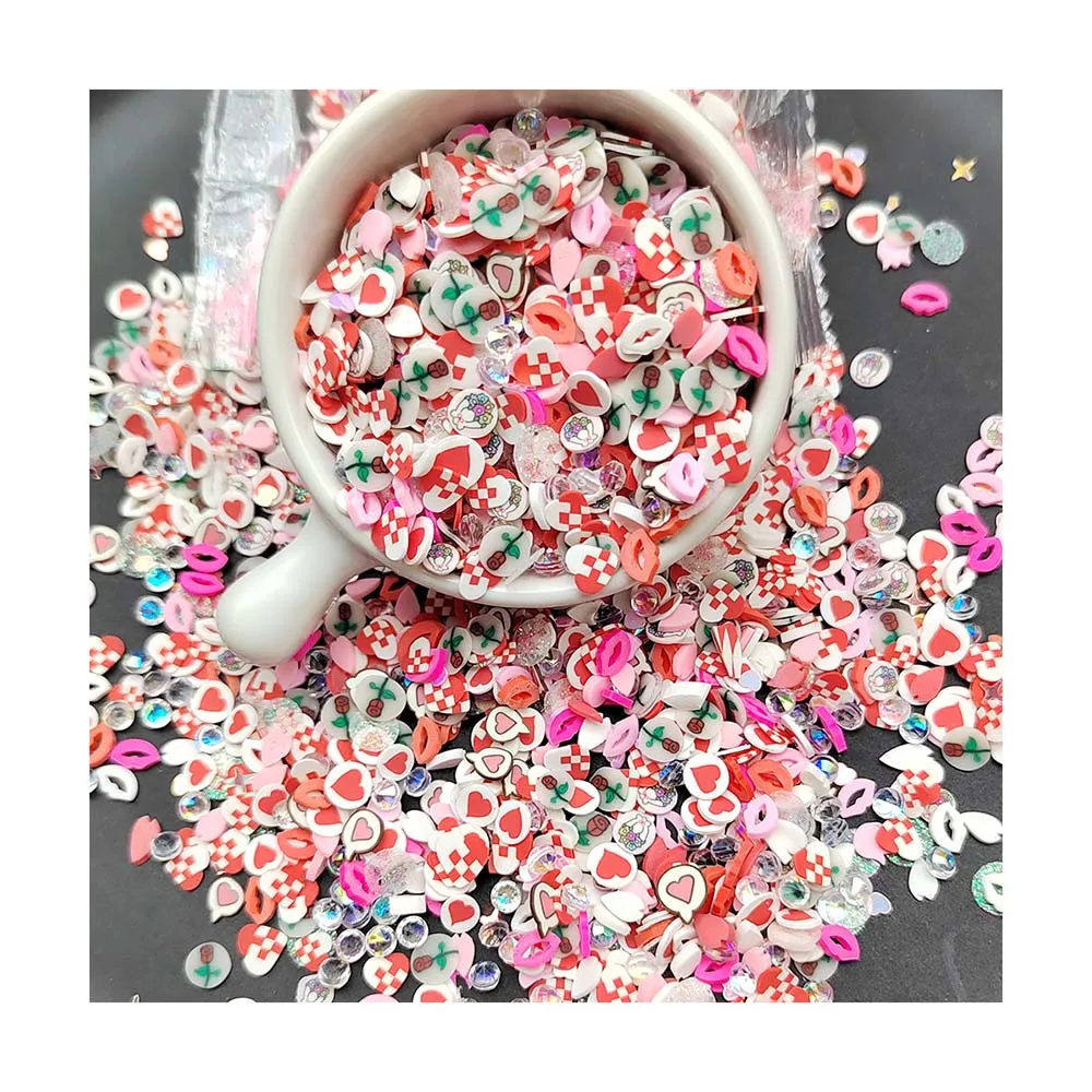 

Custom Packing Polymer Clay Craft Diy Nail Art Sticker Charms Heart Slices for Craft Embellishment