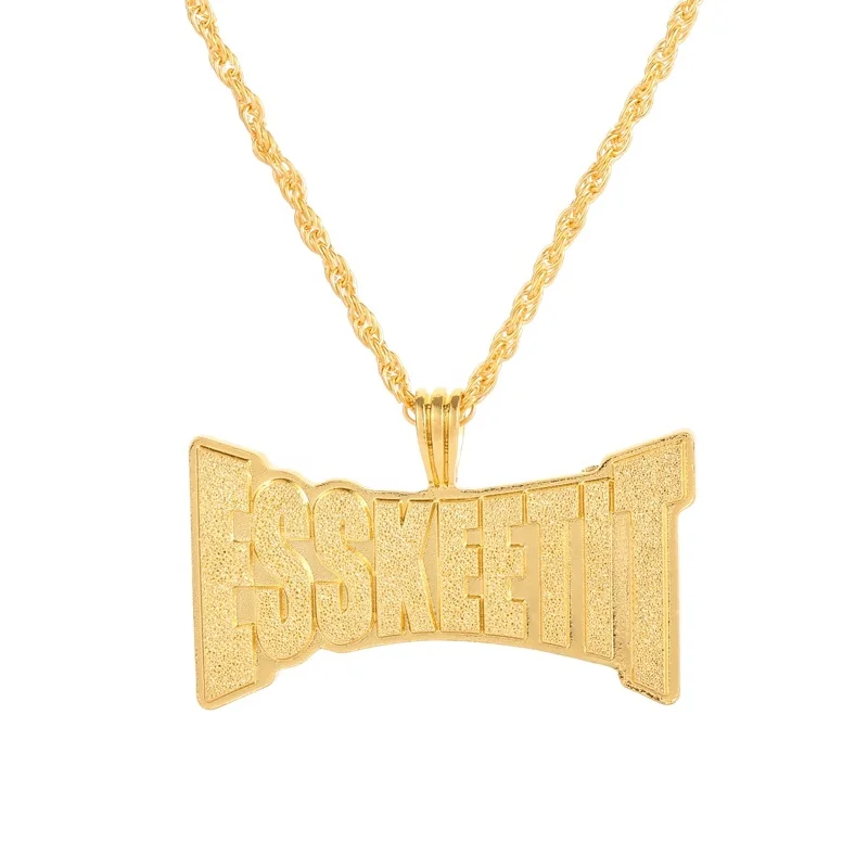 

Hot Selling Free Sample Hiphop ESSKEETIT Lil Pump Gold Plated Personalized Pendant Necklace Jewelry for unisex