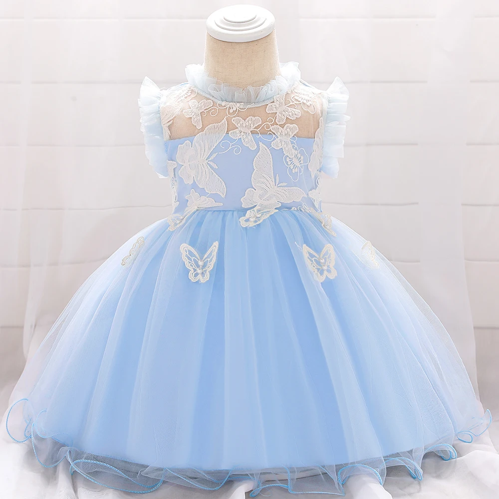 

Wholesale Newborn baby boutique design girl dress floral christening party event frock little princess skirt L1910XZ