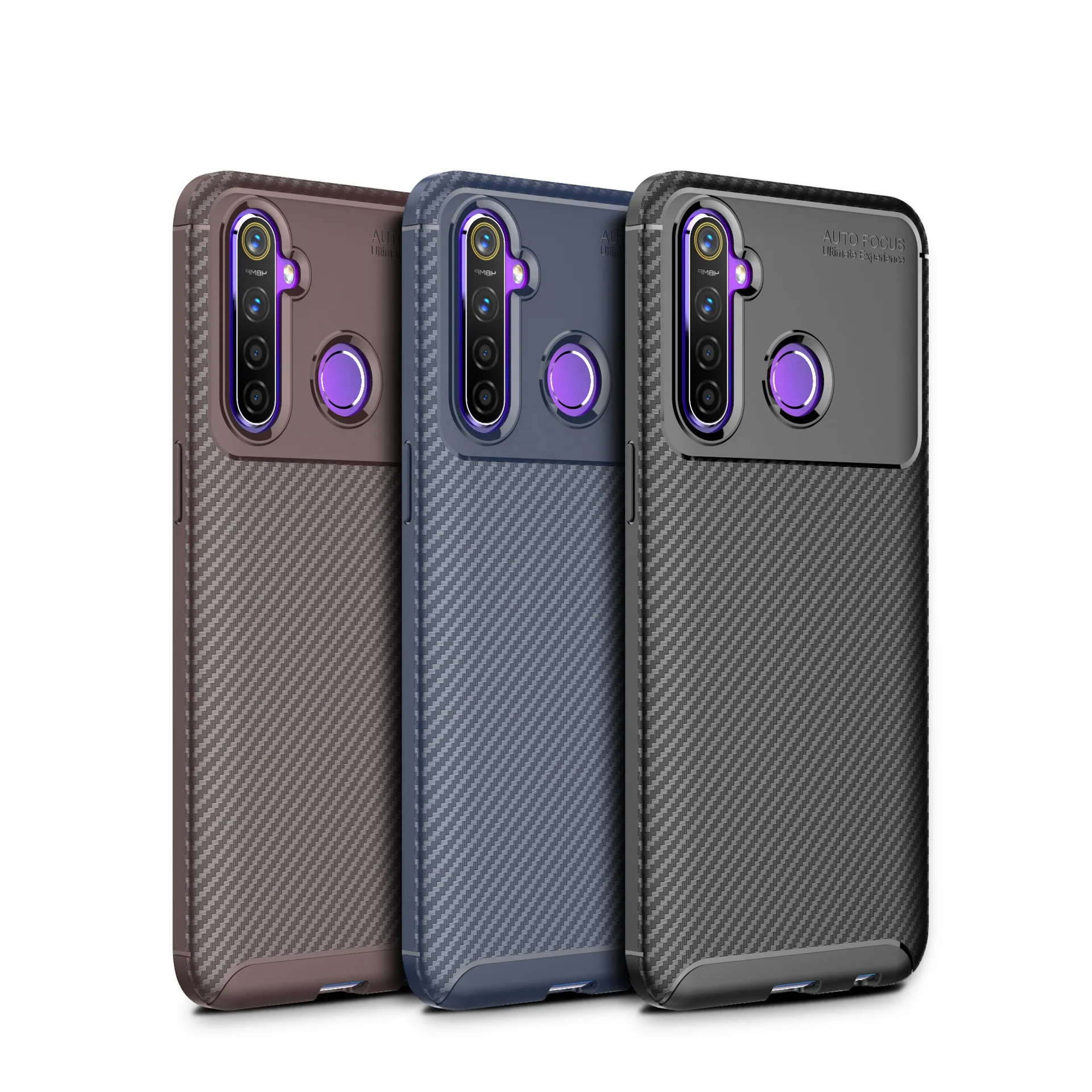 

Luxury Carbon Fiber 360 Protective Cell Phone Case TPU Soft Cover For Oppo realme 5 pro, Multi-color, can be customized