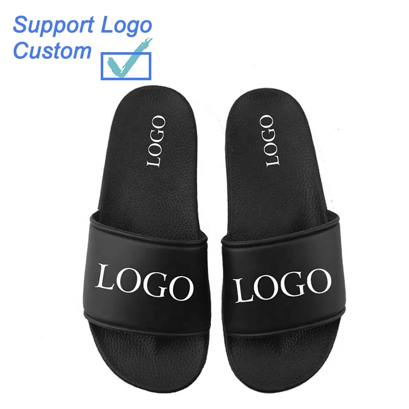 

china slipper factory customized logo service PVC Sliders Footwear Slippers For Men custom slider sandals