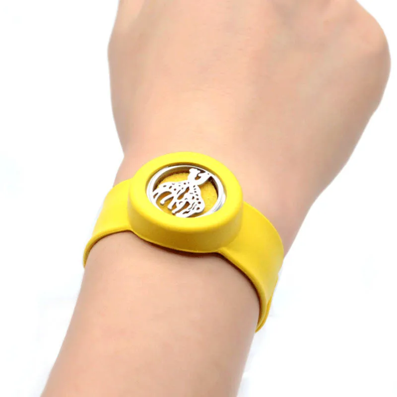 

316L Stainless Steel Silicone Slap Aromatherapy Essential Oil Diffuser Bracelet Anti-mosquito Silicone Wristband Bracelet Kids, As picture showed