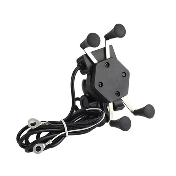 

Popular USB Charger ABS Iron X Grip Clamp Bike Cell Phone Motorcycle Phone Holder, Black
