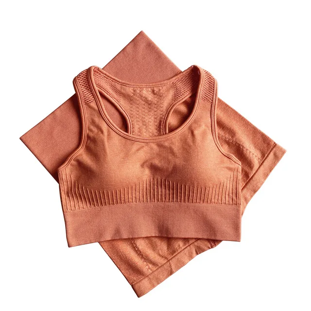 

Women seamless yoga set 2pcs push up sports bra female running fitness workout shorts set, Printed