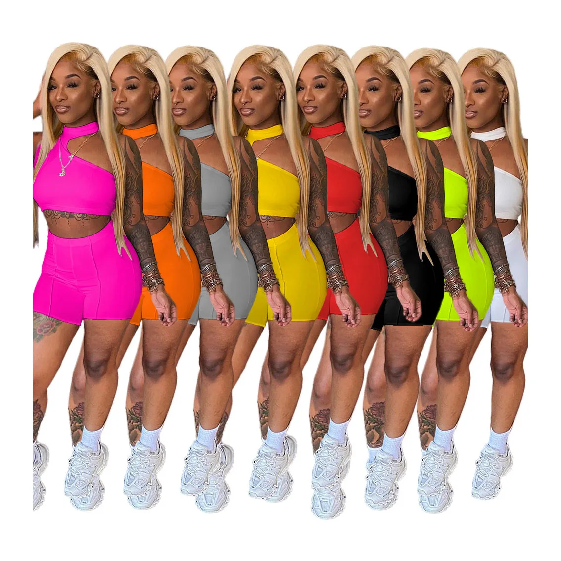 

Two piece pants set Women's sexy casual solid color sexy short pants two piece, Customized color/as show